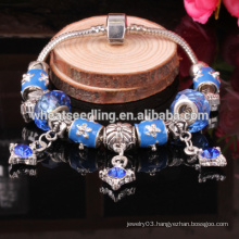 Summer blue alloy bead fancy designs new designs ladies bracelet models